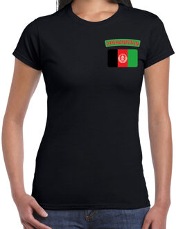 Afghanistan landen shirt met vlag zwart voor dames - borst bedrukking 2XL