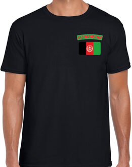Afghanistan landen shirt met vlag zwart voor heren - borst bedrukking L