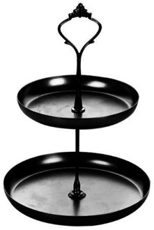 Afneembare Cake Stand Europese Stijl 2 Tier Gebak Cupcake Fruitschaal Serveren K9FA 01zwart