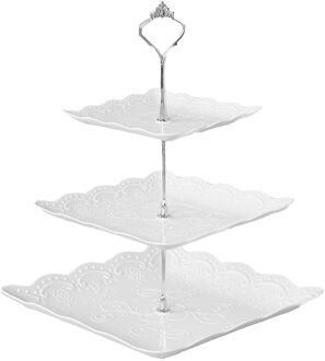 Afneembare Cake Stand Europese Stijl 3 Tier Gebak Cupcake Fruitschaal Serveren Dessert Gedroogde Cake Stand Plastic Fruit Stand wit