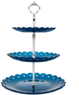 Afneembare Europese Lade Party 3 Layer Fruitschaal Dessert Snoep Schotel Cake Stand Wedding Party Home Decoratie Trays Blauw