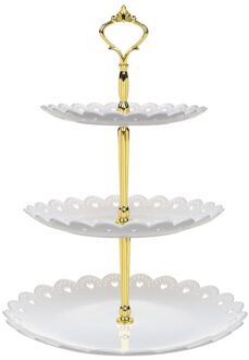 Afneembare Europese Lade Party 3 Layer Fruitschaal Dessert Snoep Schotel Cake Stand Wedding Party Home Decoratie Trays wit