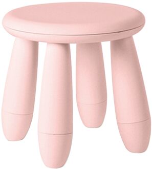 Afneembare Kinderen Kruk Mini Draagbare Home Pp Verdikte Effen Non Slip Glad Kleuterschool Meubels Woonkamer Ronde Seat licht roze