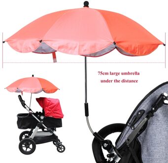Afneembare Kinderwagen Paraplu 360 Graden Verstelbare Baby Kinderwagen Cover 75Cm Diameter Uv Zonnescherm Parasol Met Klem oranje