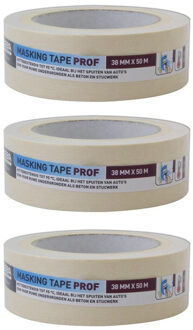 Afplaktape - 3x - 38mm x 50m - Hittebestendig - Schilders tape