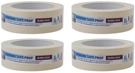 Afplaktape - 4x - 38mm x 50m - Hittebestendig - Schilders tape