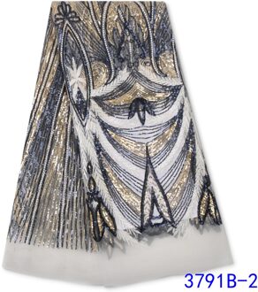 Afrikaanse Frans Pailletten Kant Stof Kant Voor Bruiloft Nigeriaanse Kant Stoffen Voor Vrouwen Naaien YA3791B-4 afbeelding 2