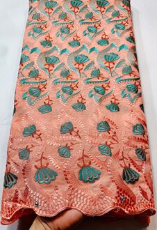 Afrikaanse Kant Stof Kant Puur Katoen Borduurwerk Nigeriaanse Droge Kant Stof Met Stenen Voor Trouwjurk VLL3776 AS PIC4