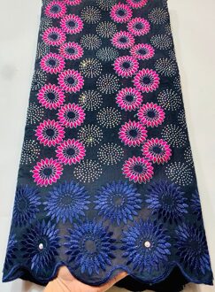 Afrikaanse Kant Stof Katoen Borduurwerk Zwitserse Tulle Kant Puur Katoen 5Yards Kant Stof VLL3952 Ui AS PIC4