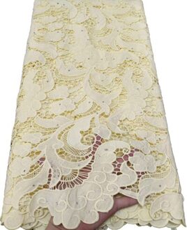 Afrikaanse Kant Stof Netto Kant Geborduurde Nigeriaanse Guipure Koord Kant Stof Voor Wedding Party Dress YTB86 Geel AS PIC4