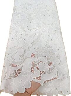 Afrikaanse Kant Stof Netto Kant Geborduurde Nigeriaanse Guipure Koord Kant Stof Voor Wedding Party Dress YTB86 Geel AS PIC6