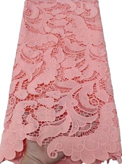 Afrikaanse Kant Stof Netto Kant Geborduurde Nigeriaanse Guipure Koord Kant Stof Voor Wedding Party Dress YTB86 Geel AS PIC8