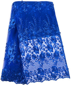 Afrikaanse Kralen Kant Stof Kant Nigeriaanse Kant Stof Allover Borduurwerk Tulle Franse Kant Voor Trouwjurk koninklijk blauw