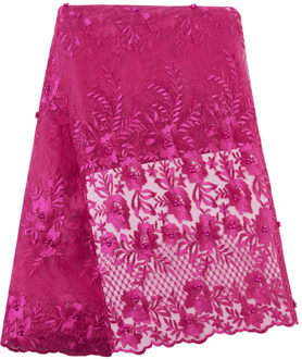 Afrikaanse Kralen Kant Stof Kant Nigeriaanse Kant Stof Allover Borduurwerk Tulle Franse Kant Voor Trouwjurk roos rood