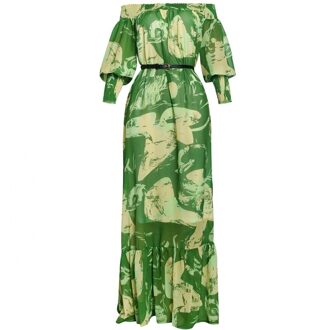 Afrikaanse Lange Maxi Jurk Slash Nek Uit De Schouder Backless Dagelijks Avond Party Dress Afrikaanse Geplooide Jurken Voor Vrouwen Abaya groen