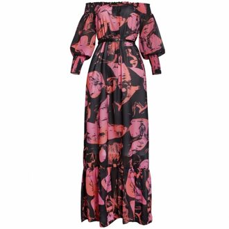 Afrikaanse Lange Maxi Jurk Slash Nek Uit De Schouder Backless Dagelijks Avond Party Dress Afrikaanse Geplooide Jurken Voor Vrouwen Abaya zwart