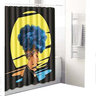 Afrikaanse Meisje Douchegordijn Badmat Wc Pad Set Karakter Patroon Anti-Slip Wc Patroon Tapijt Flanel Badmat 1stk c0103-51