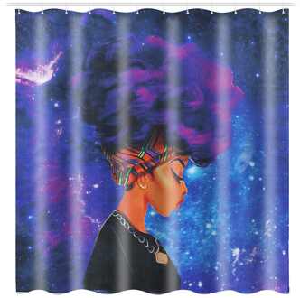 Afrikaanse Meisje Douchegordijn Badmat Wc Pad Set Karakter Patroon Anti-Slip Wc Patroon Tapijt Flanel Badmat 1stk c0103-56