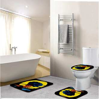 Afrikaanse Meisje Douchegordijn Badmat Wc Pad Set Karakter Patroon Anti-Slip Wc Patroon Tapijt Flanel Badmat 3stk c0103-51