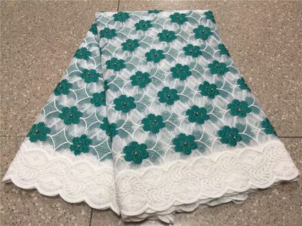 Afrikaanse Nigeriaanse Droge Kant Stof Met Kralen Voor Bridal Dress groen