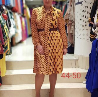 Afrikaanse Print Jurken Voor Vrouwen Jurk Dashiki Patchwork Geplooide Afrikaanse Kleding Plus Size Afrika Kleding Kerst Gewaad geel / XL