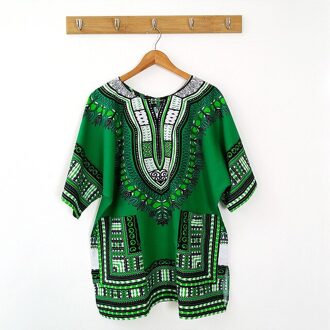Afrikaanse Traditionele Print Katoen Dashiki T-shirts T-shirt T-shirt Voor Mannen Vrouwen Unisex Korte Mouw Afrika Kleding Tops groen