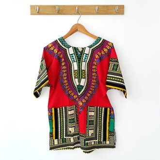 Afrikaanse Traditionele Print Katoen Dashiki T-shirts T-shirt T-shirt Voor Mannen Vrouwen Unisex Korte Mouw Afrika Kleding Tops Rood