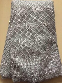 Afrikaanse Tule Kant Stoffen Met Stenen Borduurwerk Netto Kant Afrikaanse Franse Kant Met Kralen Wedding WLL3278 AS PIC4