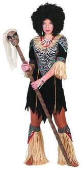 Afrikaanse vrouw kostuum Zwart, Multikleur - Print