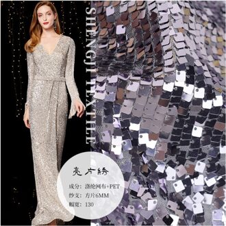 Afrikaanse Zilveren Vierkante Pailletten Kant Stof Kant Franse Sequence Tulle Lace Avondjurk Wedding Party Nigeriaanse Kant Stoffen 2 Yards