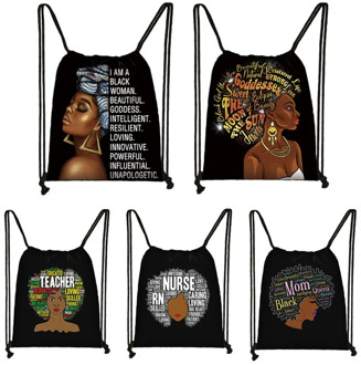 Afro Latin America Girls Drawstring Bag Women Travel Bag Teenager Black Girl Mini Backpack Ladies Storage Bags Shopping Bags