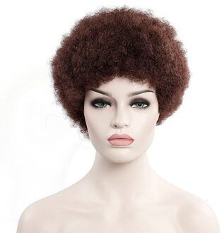 Afro Pruik Heren Krullend Haar Bruine Synthetische Retro Pruiken Voor Vrouwen Pluizige Pruiken Voor Vrouwen Zwart Haar #30