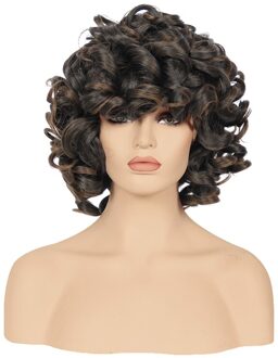 Afro Pruik Synthetisch haar Hittebestendige Vezel Natuurlijke Zwart Kort Krullend Haar Pruiken Voor Zwarte Vrouwen T1B/30