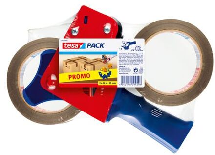 afroller voor verpakkingsplakband van maximum 50 mm, inclusief 2 rollen PP tape ft 50 mm x 66 m