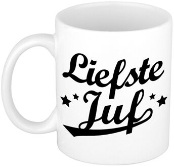Afscheidscadeau Liefste juf beker / mok bedankt 300 ml - feest mokken Multikleur