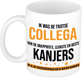 Afscheidscadeau mok wit ik was de trotse collega van de grappigste, leukste en beste kanjers 300 ml - feest mokken