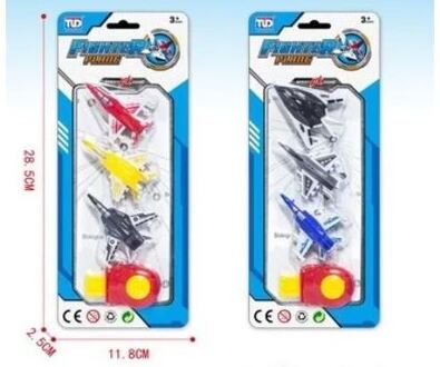 Afschiet vliegtuigjes 7cm set a 3 stuks verschillende