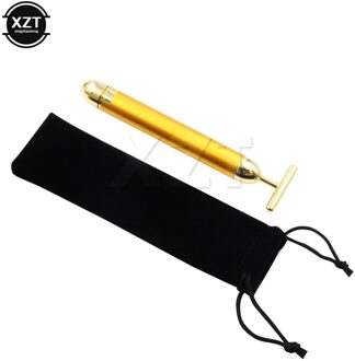 Afslanken gezicht Massager Stick 24 k Gold Trillingen Facial Beauty Roller Massager Facail Massage Trillingen Met Zwarte Tas