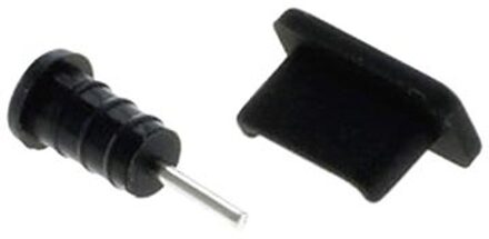 Afsluit cover / Poortbeschermer voor USB-C en 3,5mm Jack poort / zwart