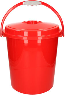 Afsluitbare emmer met deksel 21 liter rood