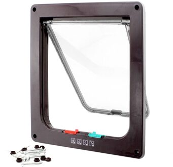 Afsluitbare Hond Kat Kitten Deur Beveiliging Flap Deur Abs Plastic S/M/L Dier Kleine Kat Hond gate Deur Dierbenodigdheden koffie / S