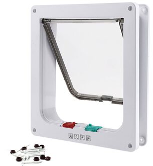 Afsluitbare Hond Kat Kitten Deur Beveiliging Flap Deur Abs Plastic S/M/L Dier Kleine Kat Hond gate Deur Dierbenodigdheden wit / L