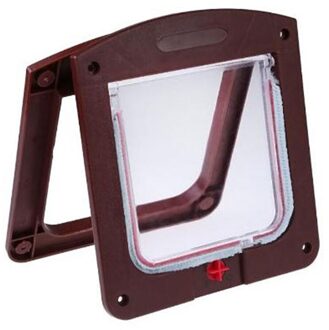 Afsluitbare Hond Kat Kitten Deur Beveiliging Flap Deur Plastic Dier Kleine Kat Hond Poort Deur Dierbenodigdheden bruin