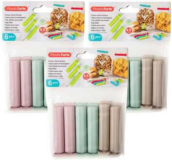 Afsluitclips / vershoudclips - 18x - 6 cm - keuken/voedsel zakjes afsluiten - Vershoud klemmen