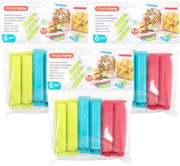 Afsluitclips / vershoudclips - 18x - 6 cm - keuken/voedsel zakjes afsluiten - Vershoud klemmen