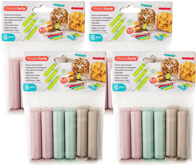 Afsluitclips / vershoudclips - 24x - 6 cm - keuken/voedsel zakjes afsluiten - Vershoud klemmen