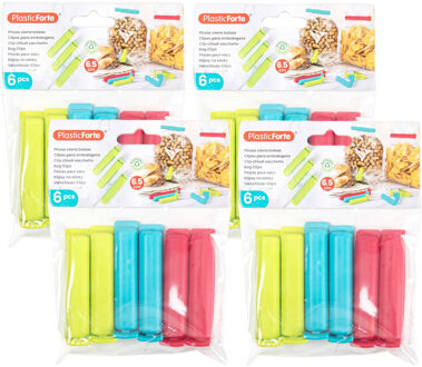 Afsluitclips / vershoudclips - 24x - 6 cm - keuken/voedsel zakjes afsluiten - Vershoud klemmen