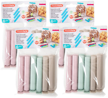 Afsluitclips / vershoudclips - 24x - 8 cm - keuken/voedsel zakjes afsluiten - Vershoud klemmen