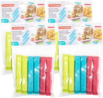 Afsluitclips / vershoudclips - 24x - 8 cm - keuken/voedsel zakjes afsluiten - Vershoud klemmen