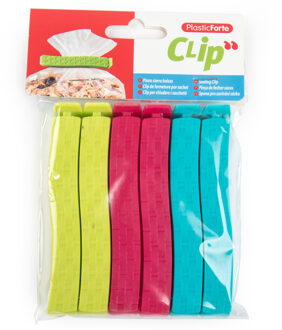 Afsluitclips / vershoudclips - 6x - 11 cm - keuken/voedsel zakjes afsluiten - Vershoud klemmen
